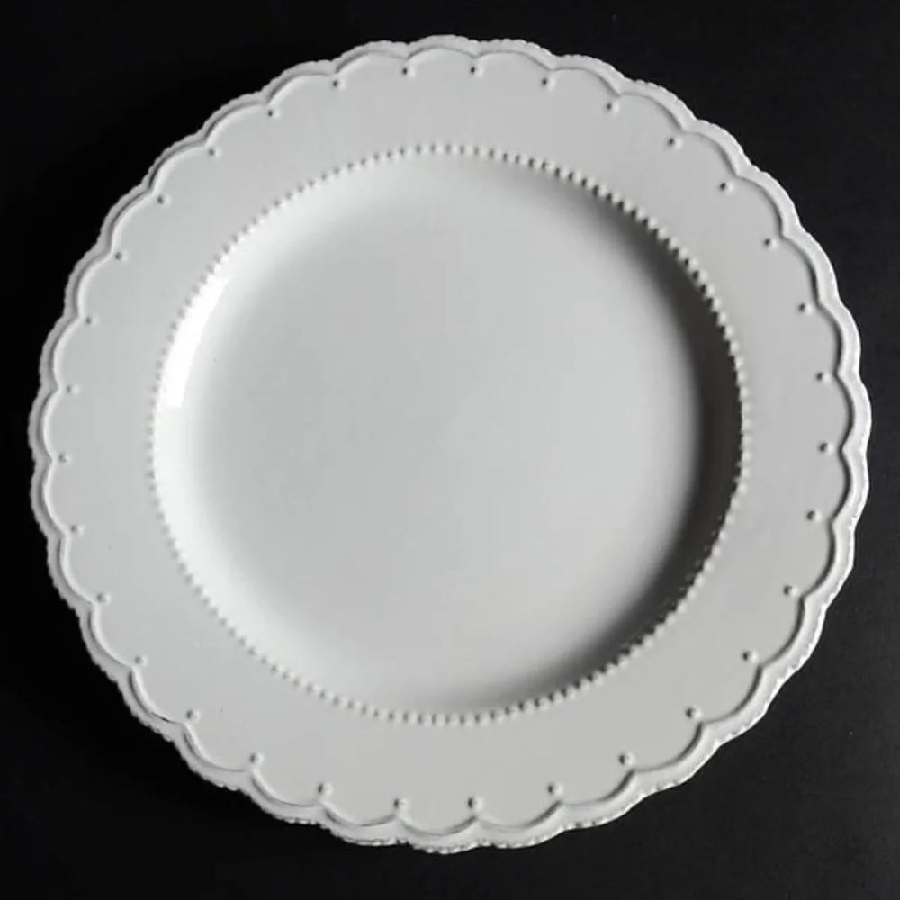 3/ Le Provence White by TABLETOPS UNLIMITED |  3 Scallop Dinner Plate 11”